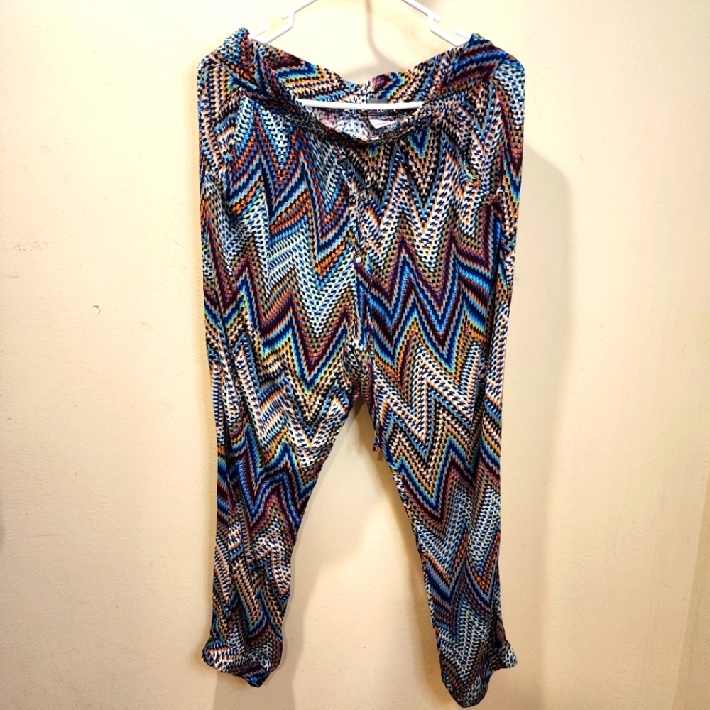 Dots Multicolor Zigzag Print Yogers Pants Size L